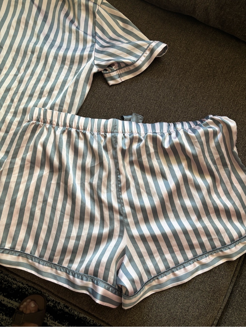 Victoria's Secret Pink and Blue Striped Short Sleeve Pajama Set - Picture 5 of 6